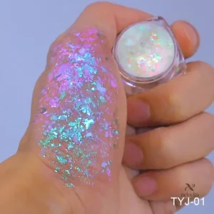 Vernis en Poudre Flocons Holographiques – Effet Nacré Multicolore pour Nail Art Féérique