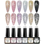 Vernis gel à paillettes UV/LED, finition brillante et longue tenue