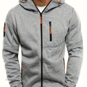 Gilet À Capuche Unie À Manches Longues Décontractée