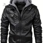 Veste en Cuir avec Capuche Gris - Design Moderne