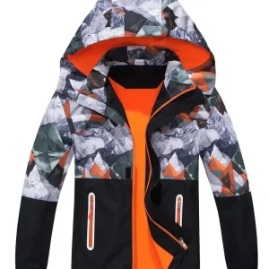 Veste de Ski Enfant avec Capuche – Coupe-Vent Imperméable Chaude pour Sport et Extérieur