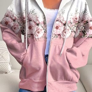 Veste Décontracté Grande Taille Femme – Zippée à Capuche