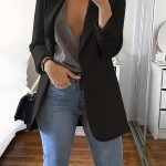 Blazer Femme Ajusté avec Col Relevé