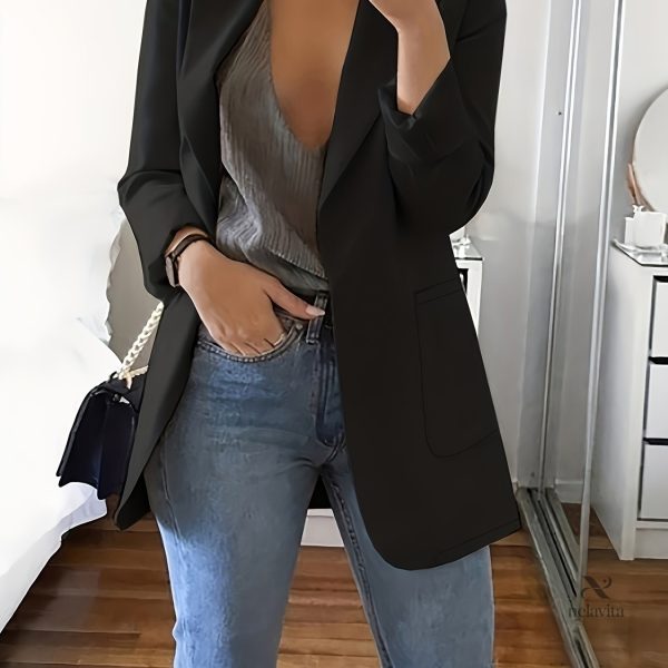 Blazer Femme Ajusté avec Col Relevé