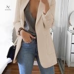 Blazer Chic Femme en Couleur Unie
