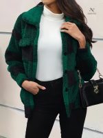 Veste Hiver Élégante Motif Carreaux