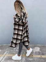 Veste à carreaux boutonnée pour femmes