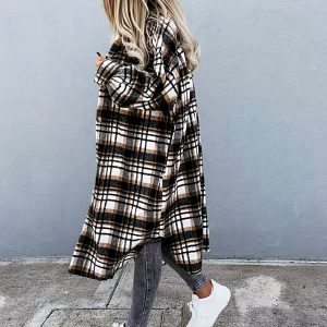 Veste à carreaux boutonnée pour femmes