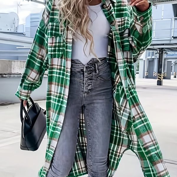 Veste boutonnée à carreaux pour un style raffiné