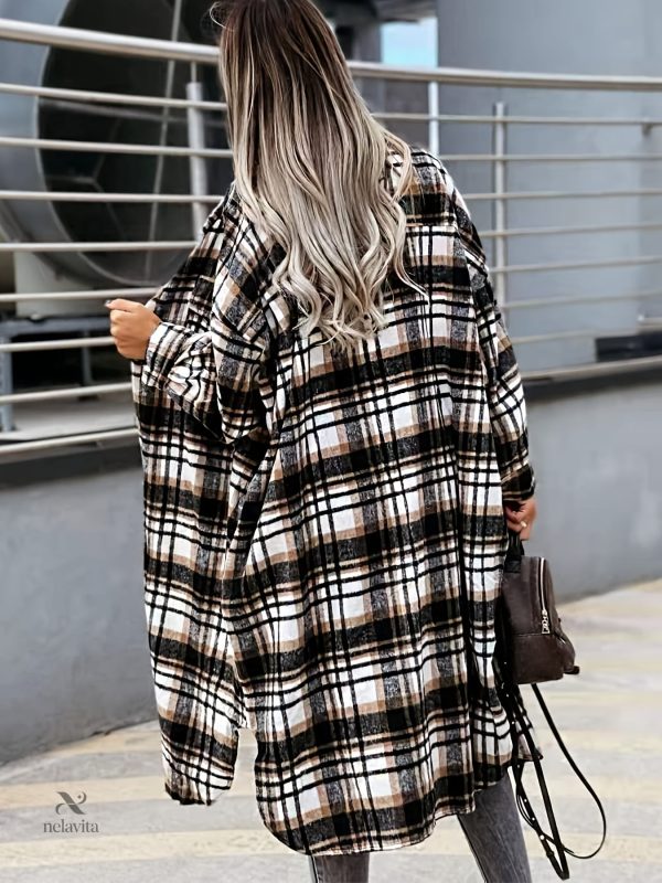 Veste femme à motif carreaux et boutons