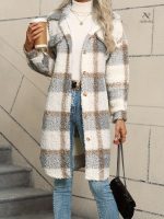 Veste à carreaux douce et chaude pour femmes