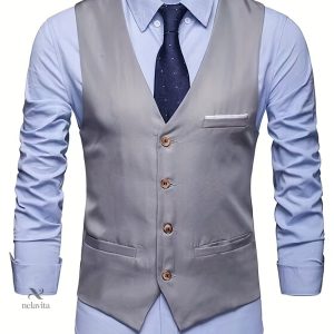 Veste rétro homme - Gilet de costume à col V, style vintage
