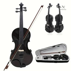 Violon Classique Noir Élégant 4/4 pour débutants