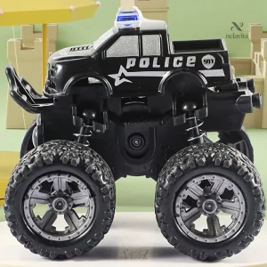 Voiture de Police Monster Truck à Friction – Jouet Tout-Terrain pour Enfants, Pneus XXL et Suspension