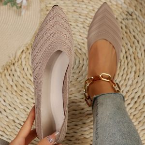 Ballerines femme à bout pointu - Chaussures tricotées respirantes à enfiler