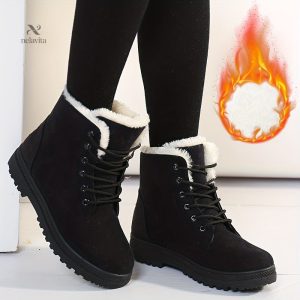 Bottines femme à lacets - Doublure en fausse fourrure chaude