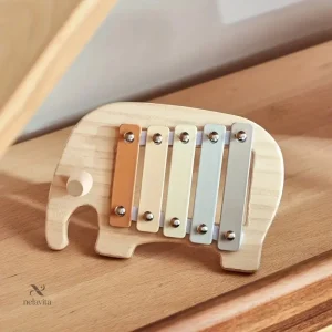 Xylophone Éléphant en Bois pour Enfants