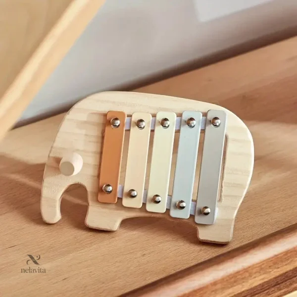 Xylophone Éléphant en Bois pour Enfants