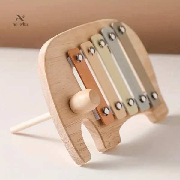 Jouet éducatif en bois aux teintes apaisantes