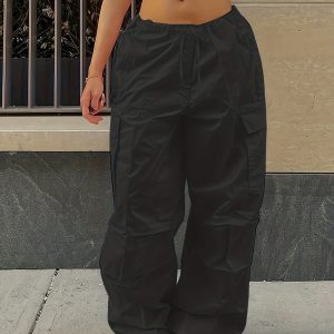 Pantalons décontractés taille haute en tissu léger